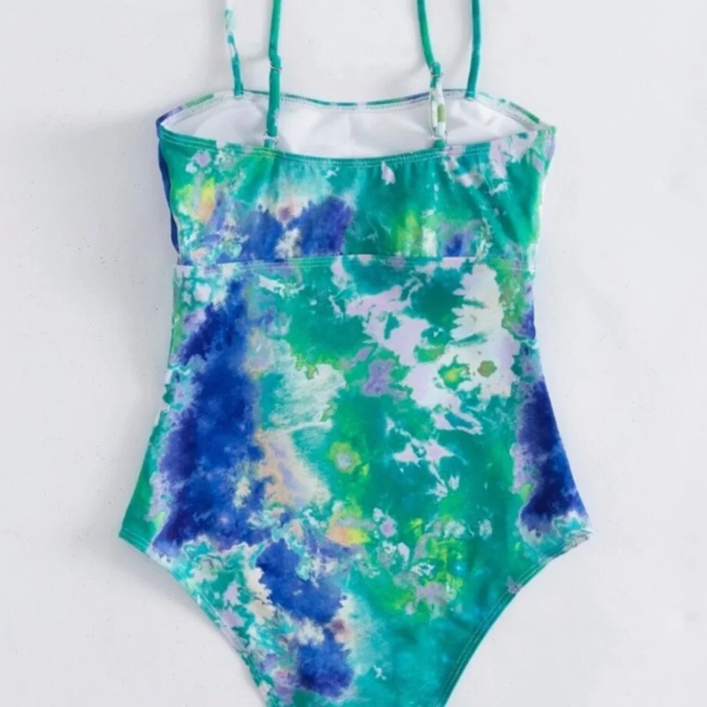 Boho tie dye cut out mokokiji swimsuit - Picture 7 of 9